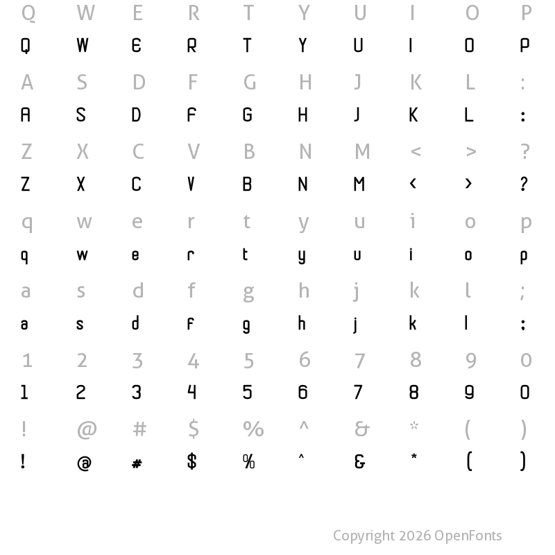 Character Map of Nero Baruno Regular