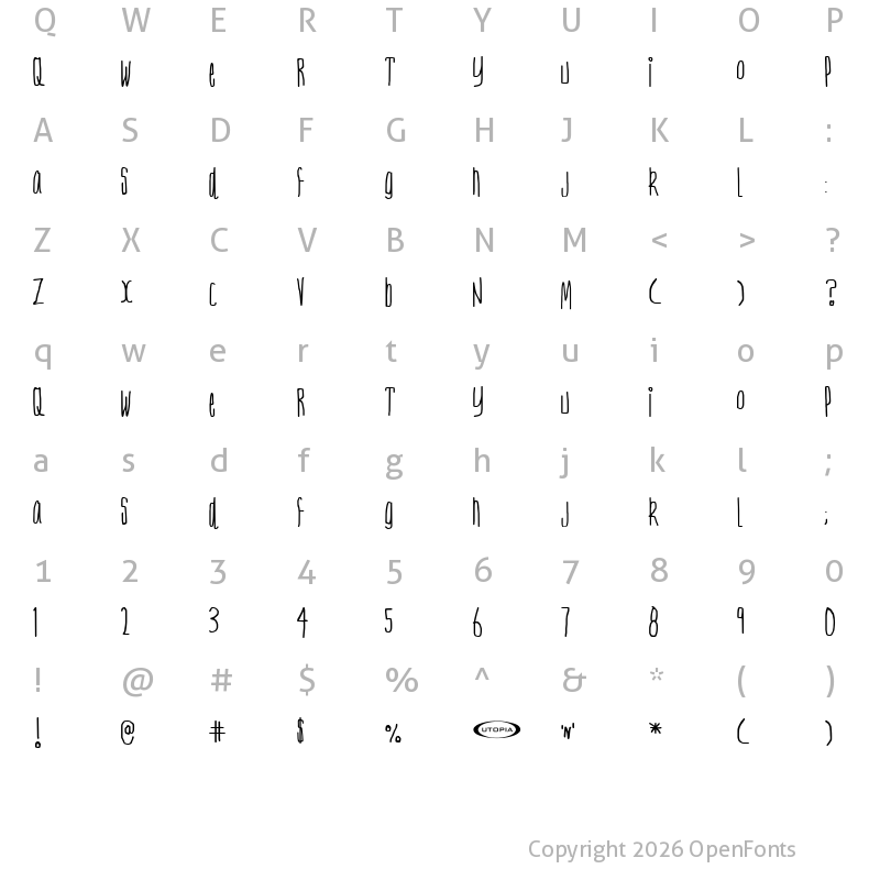 Character Map of Nerve Tonic Regular