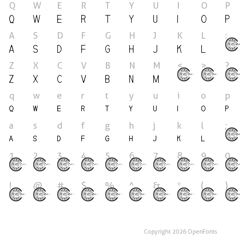 Character Map of Nethan Demo Regular