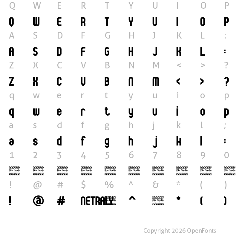 Character Map of Netraly Personal Use Regular