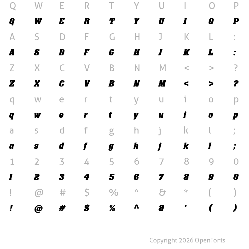 Character Map of Neue Aachen Pro Bold Italic