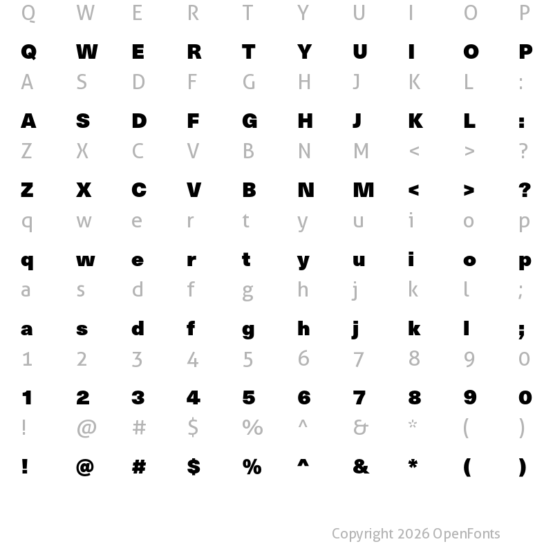 Character Map of Neue Haas Unica W1G ExtraBlack