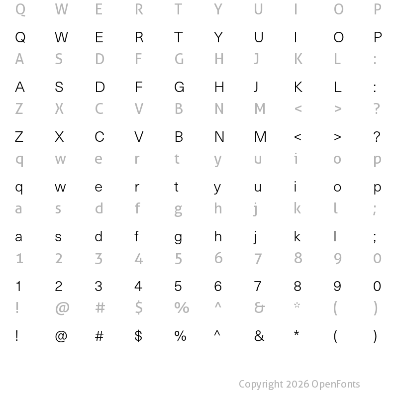 Character Map of Neue Haas Unica W1G Light