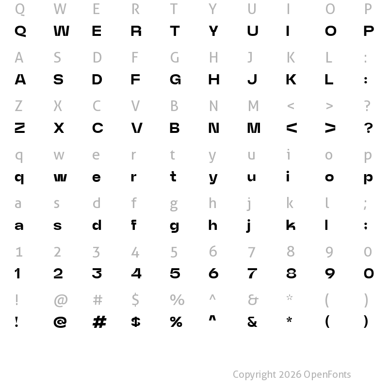 Character Map of Neue Power Ultra