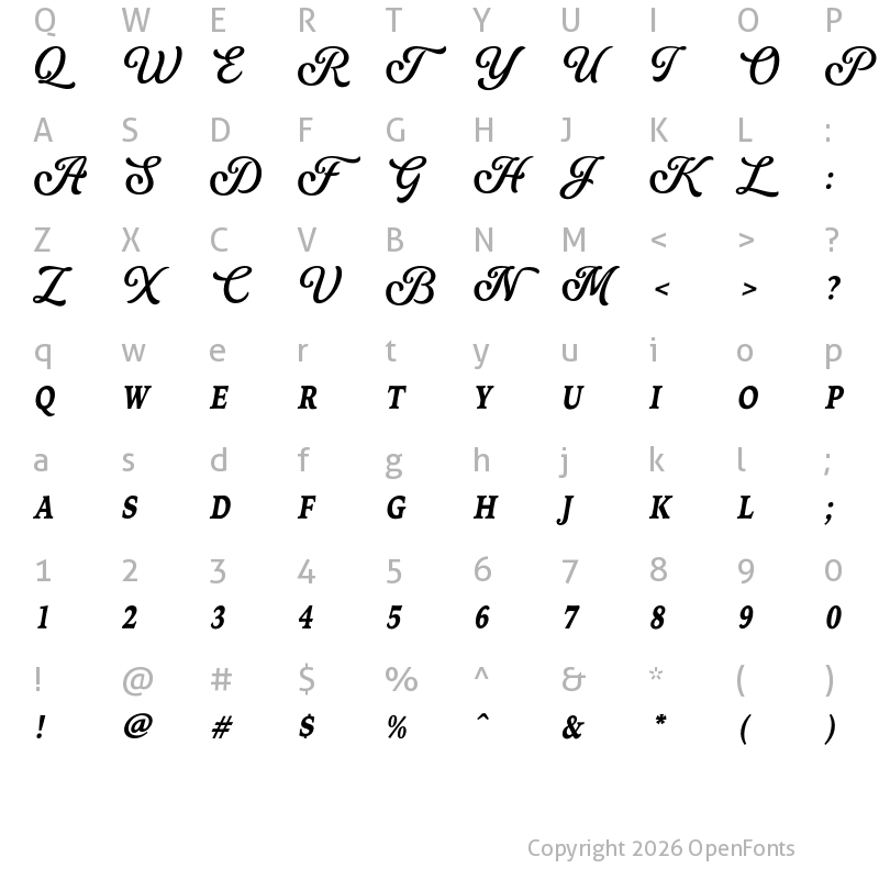 Character Map of Neue Yokarto Italic