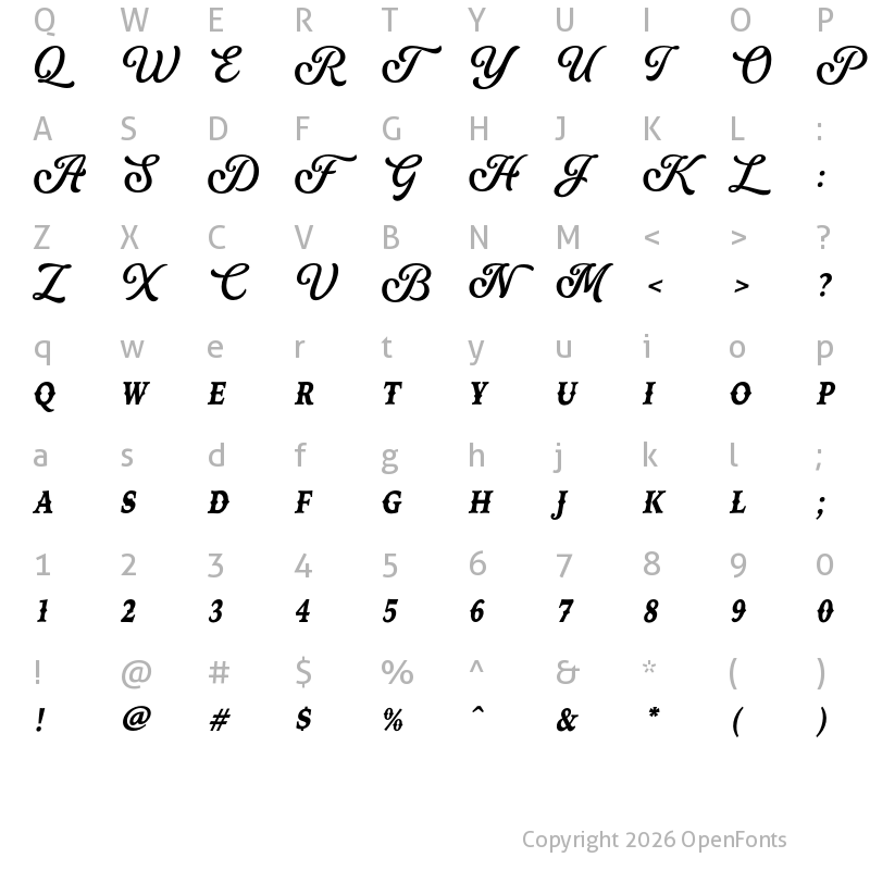 Character Map of Neue Yokarto Spurs Italic