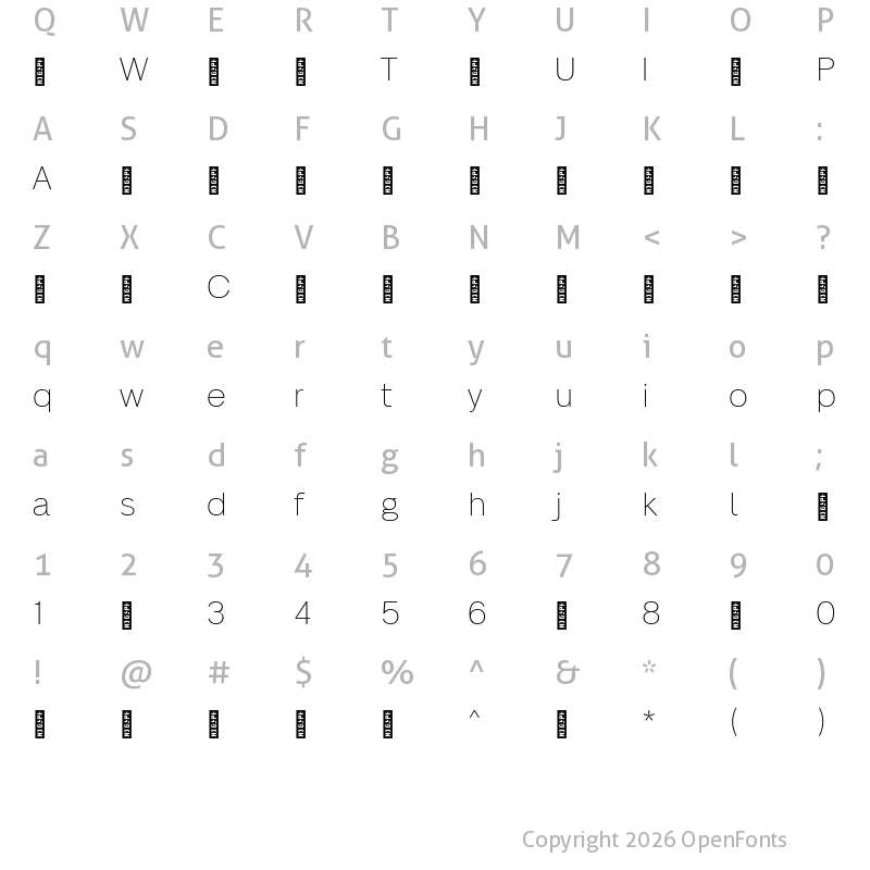 Character Map of NeueAlteGrotesk-ExtraLight ?