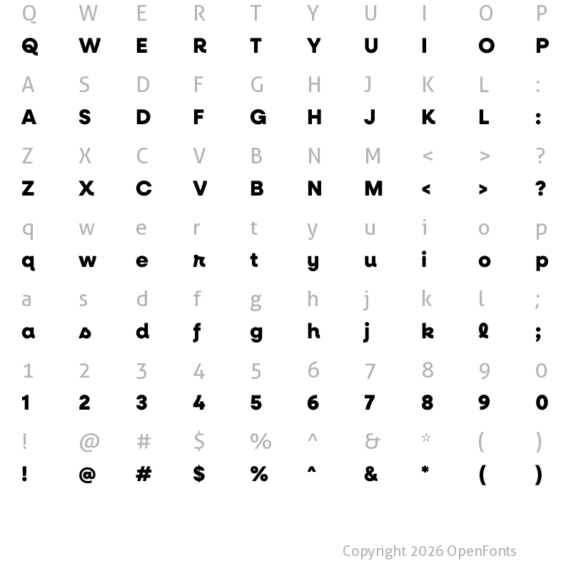 Character Map of Neulis Cursive Extra Bold