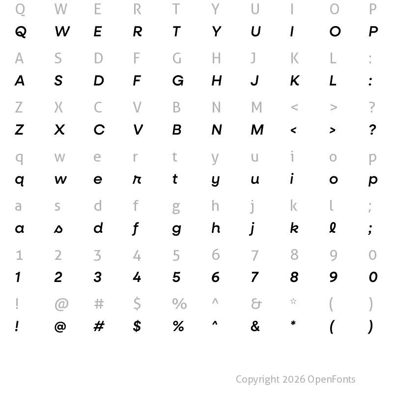 Character Map of Neulis Cursive Medium Italic