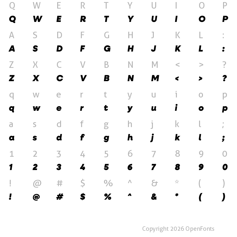 Character Map of Neulis Neue Black Italic