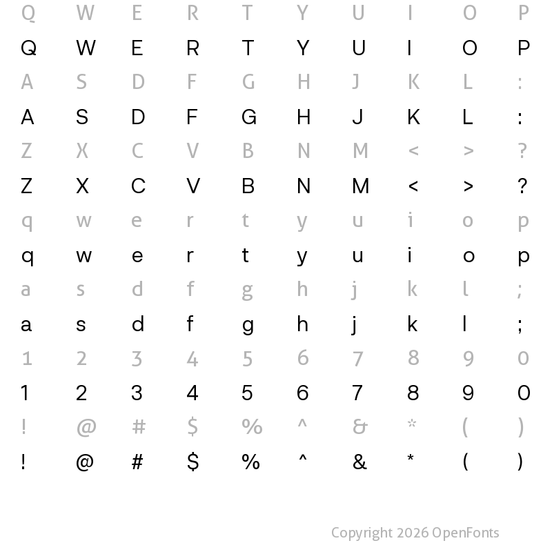 Character Map of Neurial Grotesk Regular