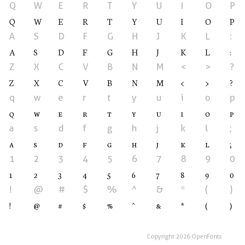 Character Map of Neuton SC SC-Light