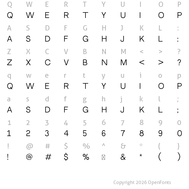 Character Map of Neutral Face Regular