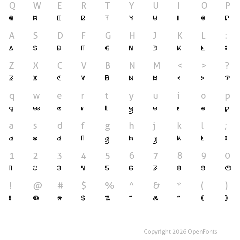 Character Map of NEVER ENDING MAZE-Light Regular