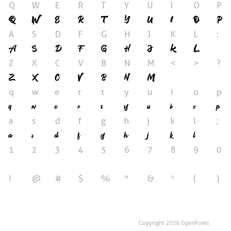 Character Map of NeverEnding Free Version Regular
