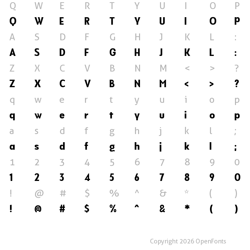 Character Map of NeverMind Display Condensed Extrabold