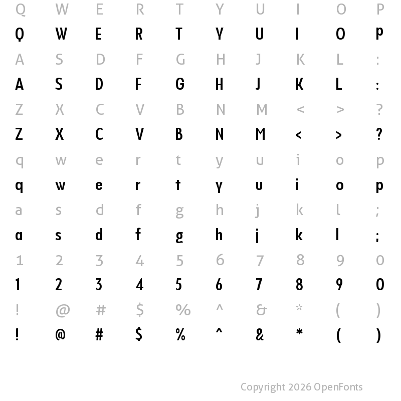 Character Map of NeverMind Display ExtraCondensed DemiBold