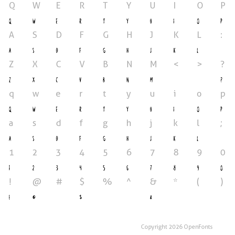 Character Map of Nevermore Regular