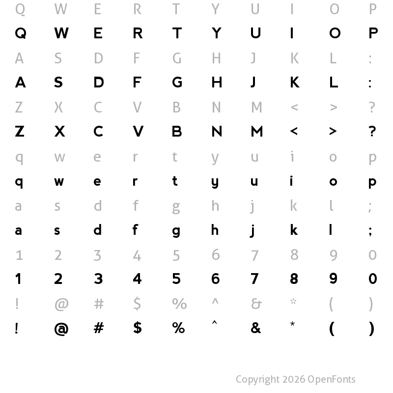 Character Map of Nevis Bold