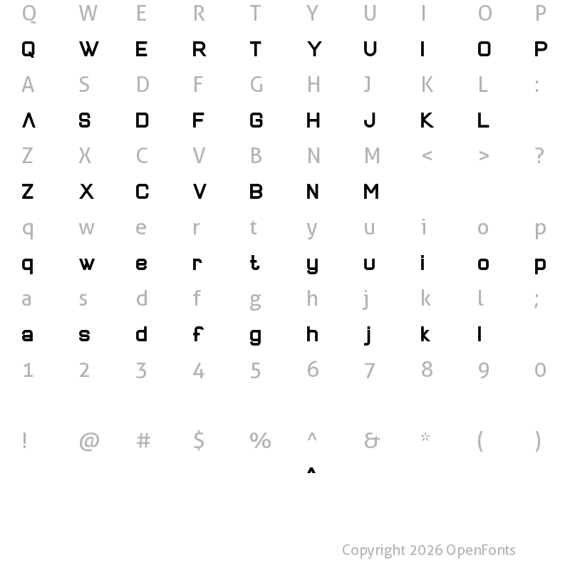 Character Map of New Alenia Black