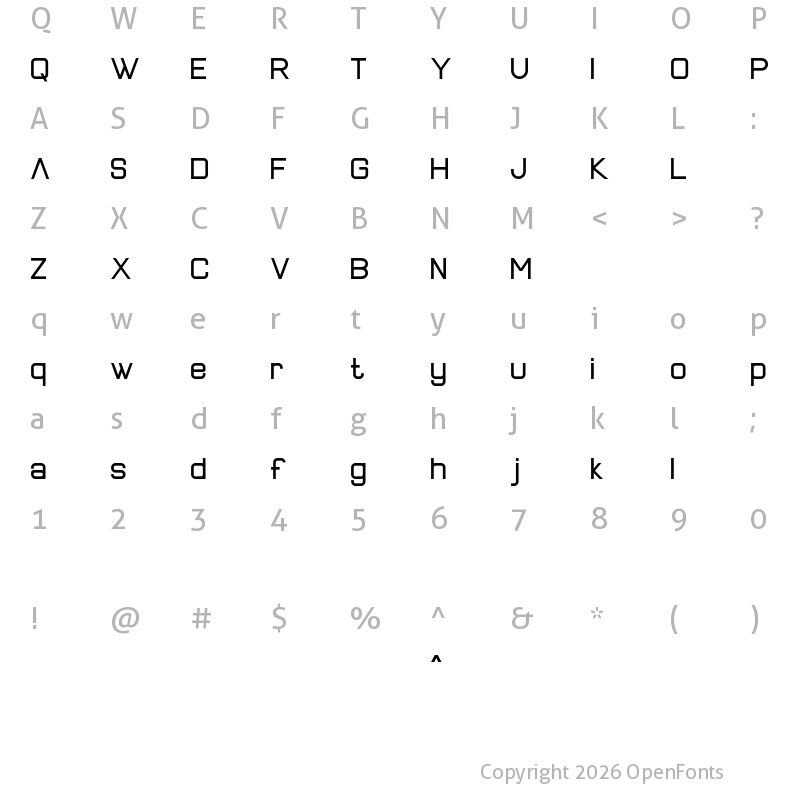 Character Map of New Alenia Regular