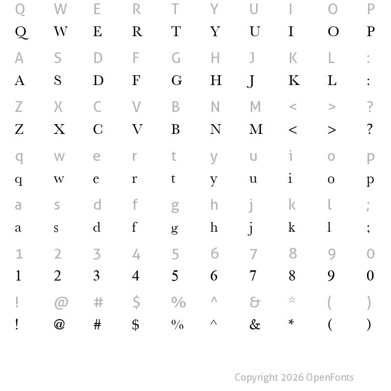 Character Map of New Athena Unicode Regular