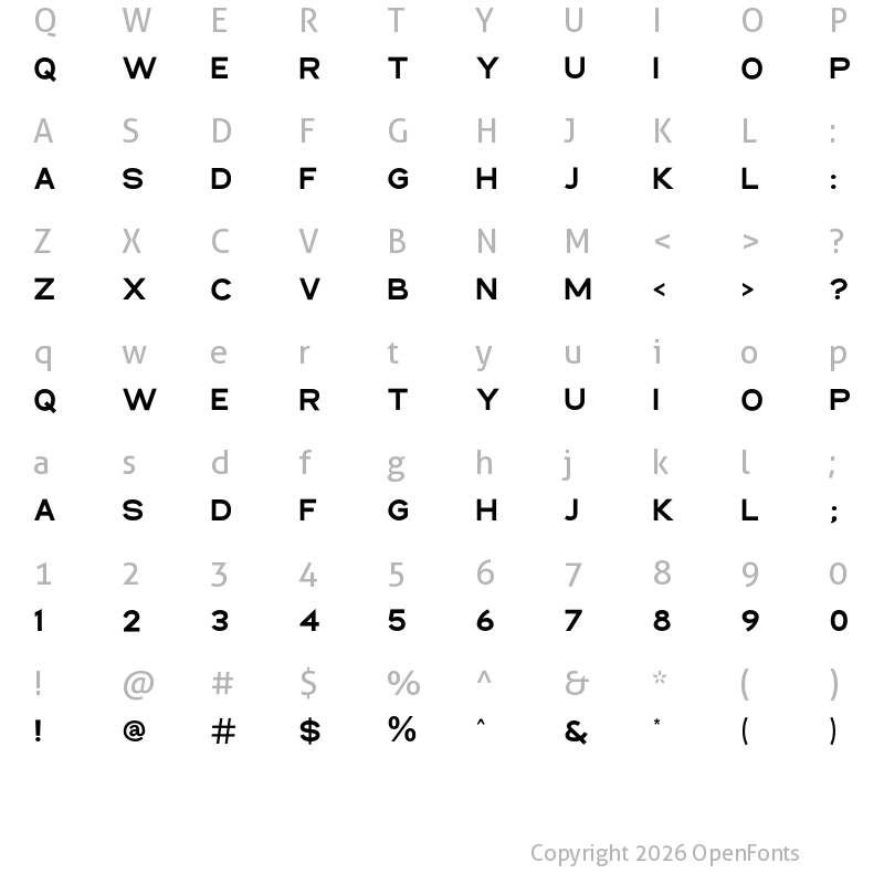 Character Map of NEW BRUG Semi-Bold
