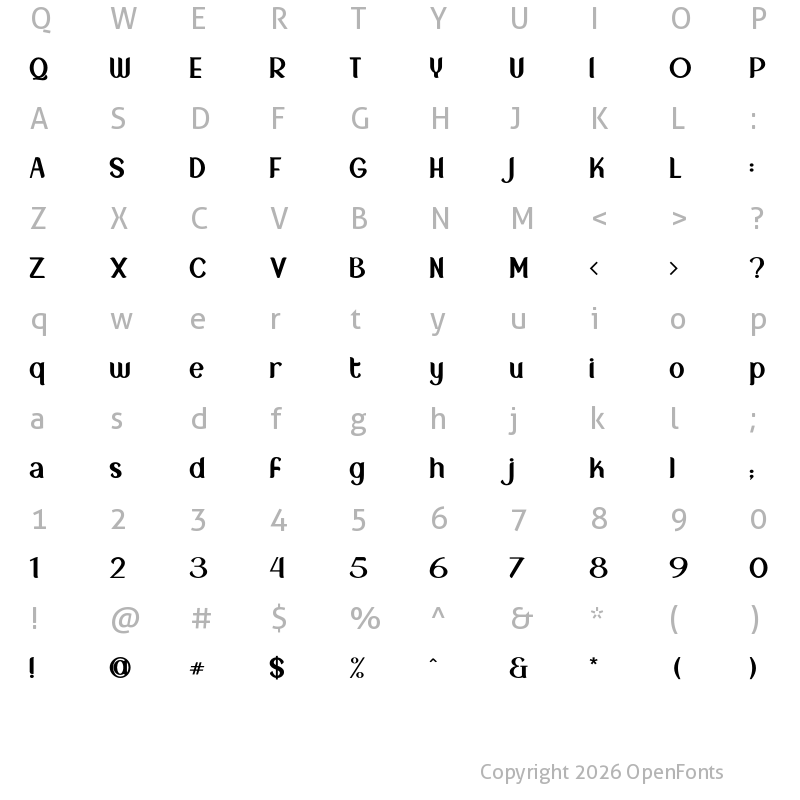 Character Map of New Crown Bold_DEMO