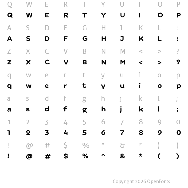 Character Map of New Farm Bold