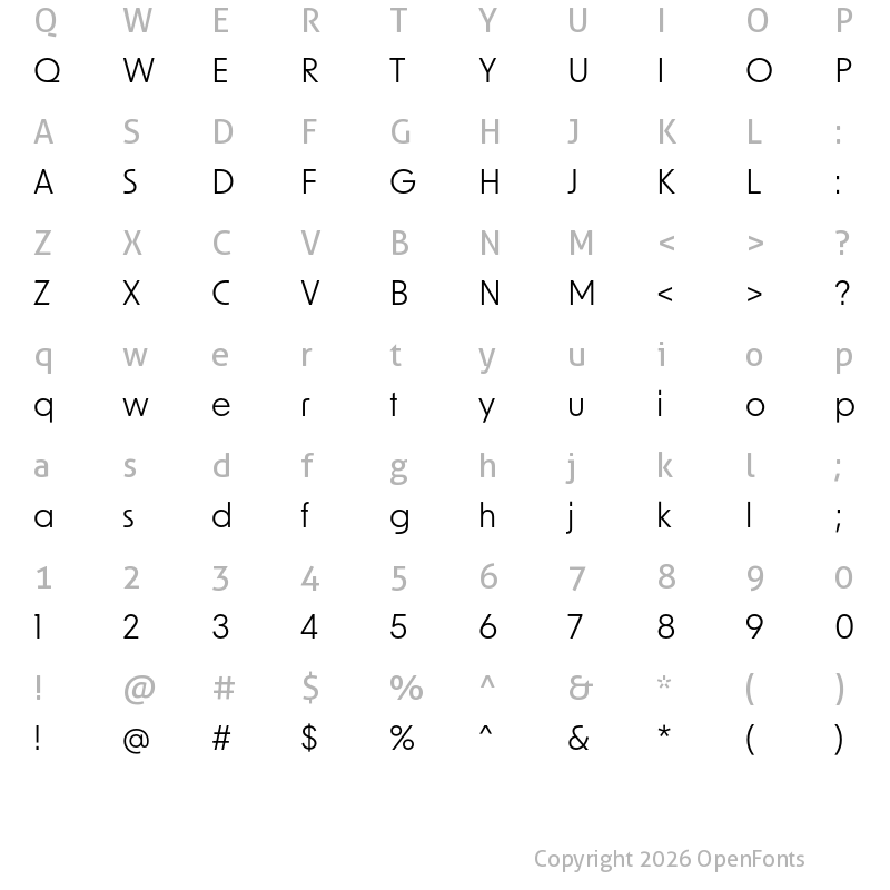 Character Map of New Order Regular