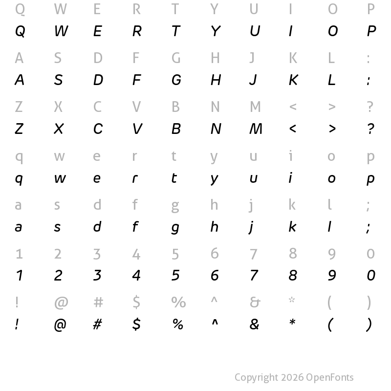 Character Map of New Rubrik Edge Medium Italic