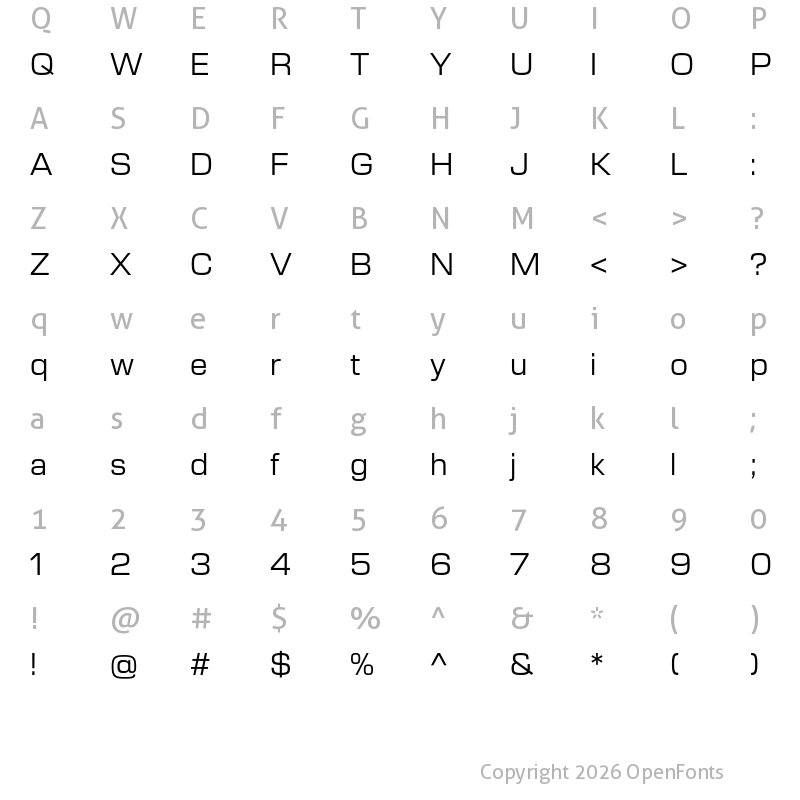 Character Map of New Science Regular