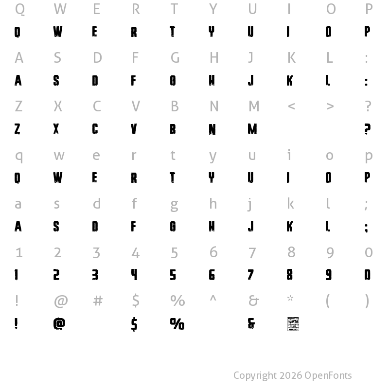 Character Map of New York Hardcore Regular