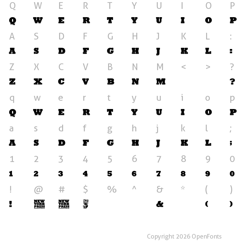 Character Map of New York Press Regular