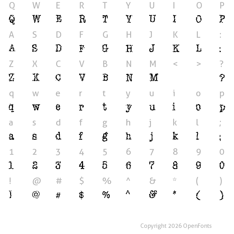 Character Map of New York Punk Regular