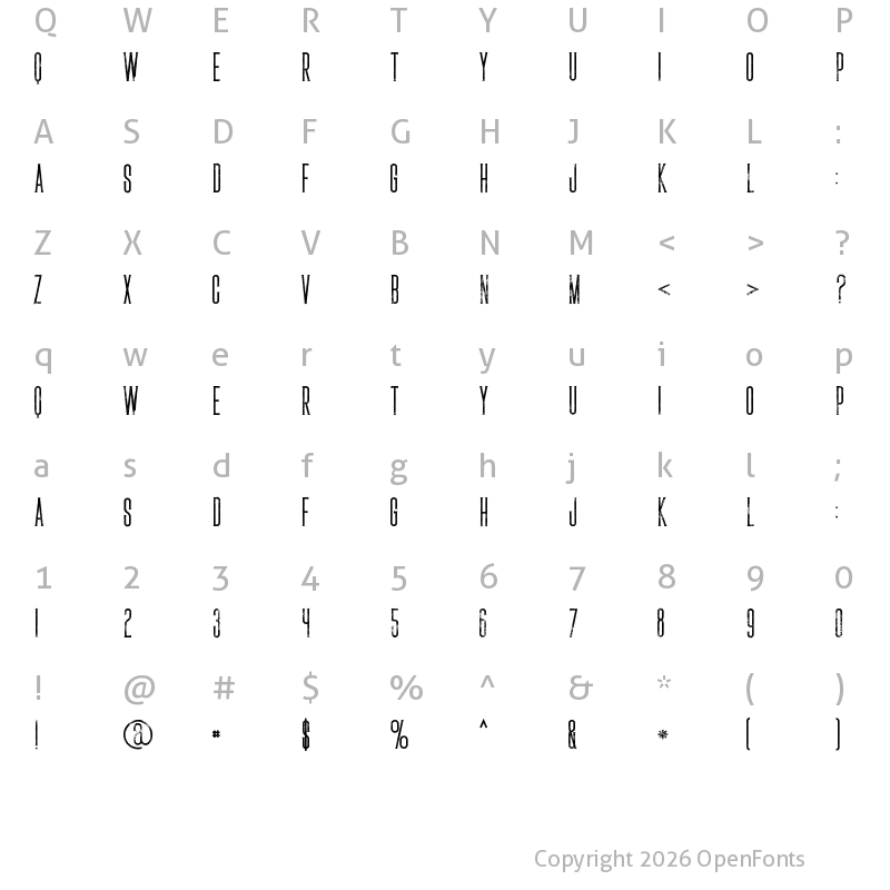 Character Map of New york Regular Grunge Regular