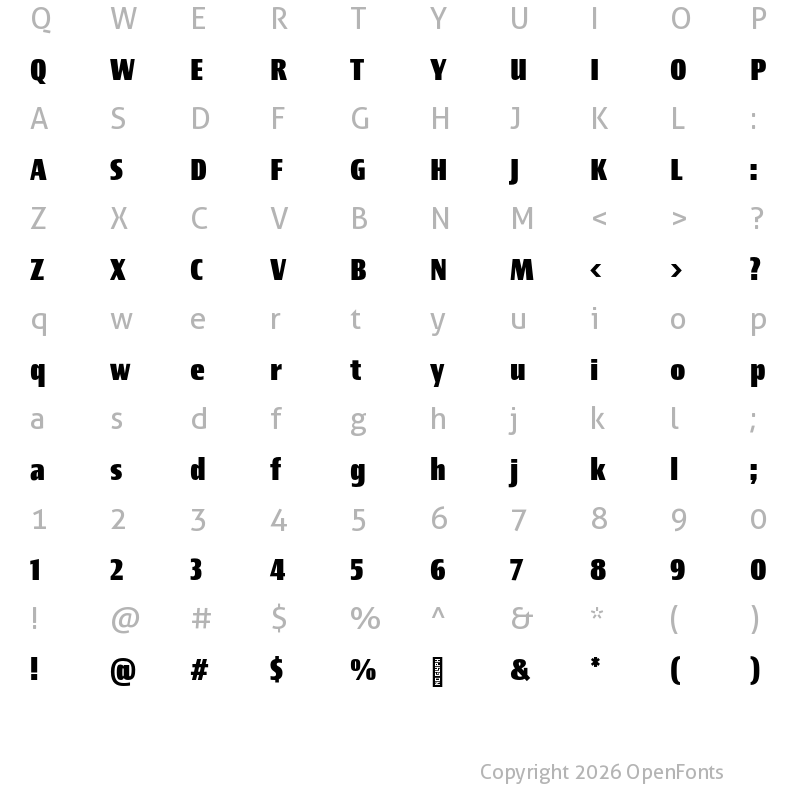 Character Map of Newbery Sans Pro Cd ExtraBold