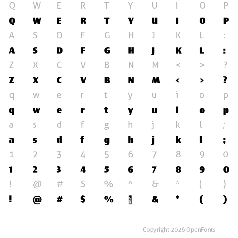 Character Map of Newbery Sans Pro ExtraBold