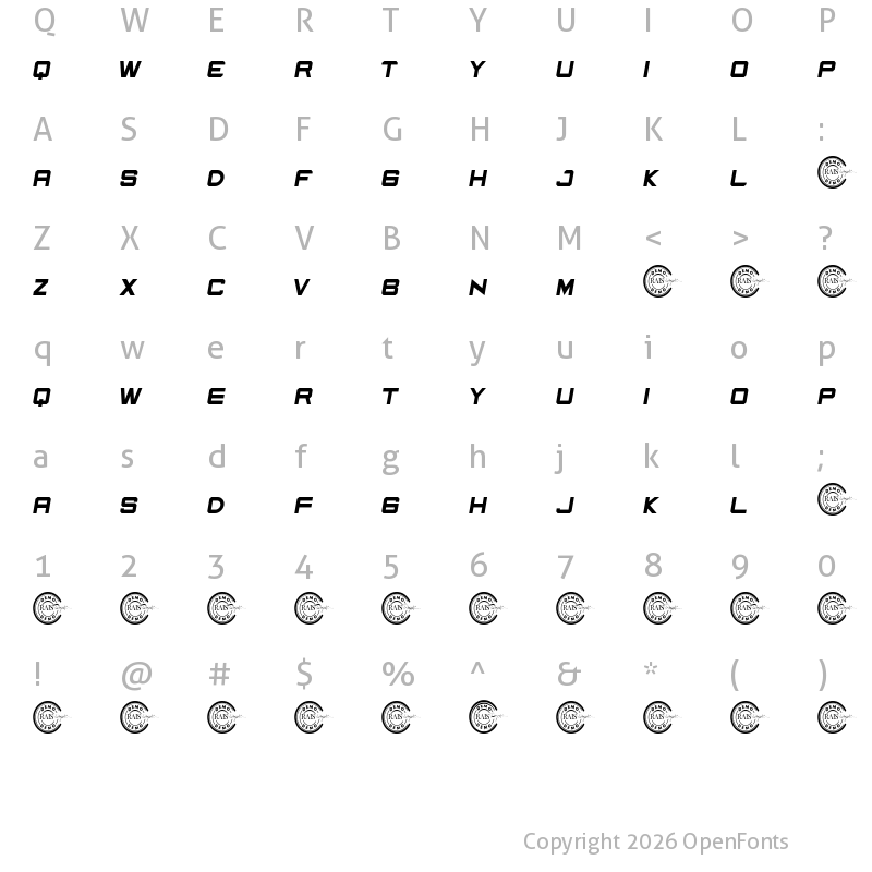 Character Map of Newsport Demo Italic