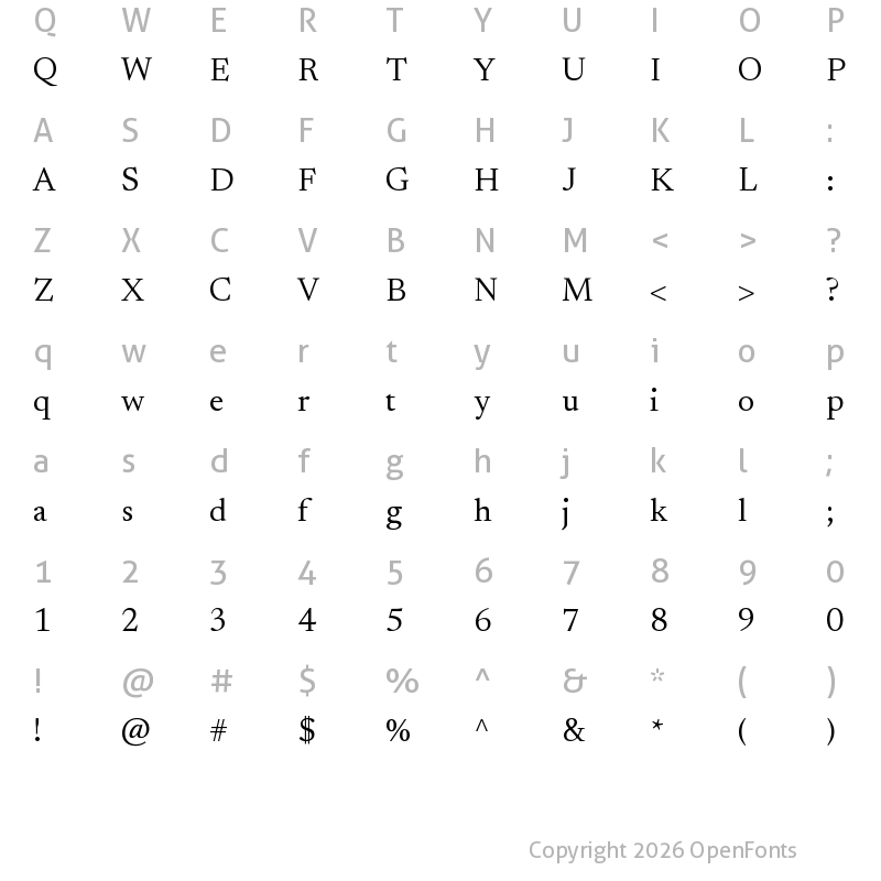 Character Map of Newsreader Regular