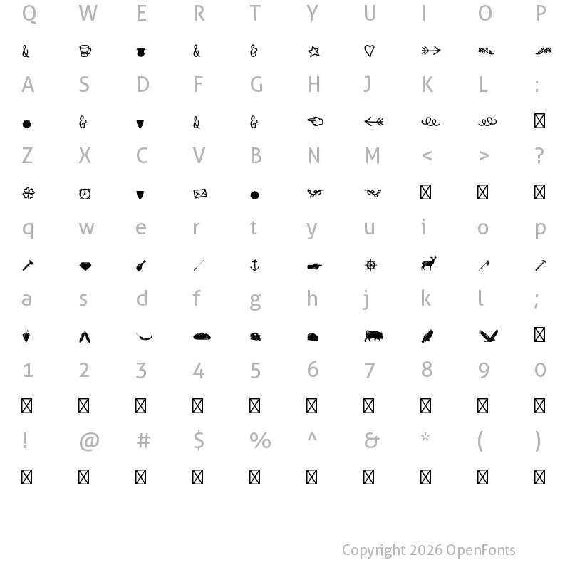 Character Map of Nexa Rust Extras Free