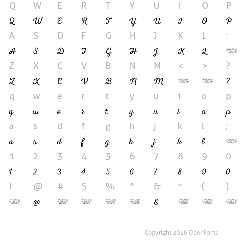 Character Map of Nexa Rust Script L 0
