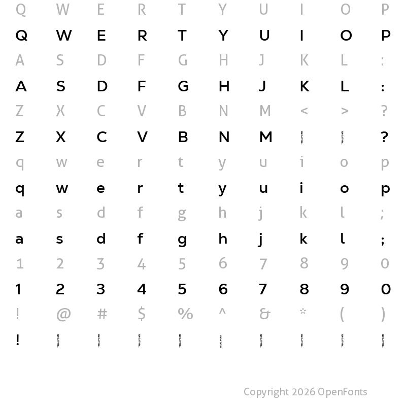Character Map of Nexa Text-Trial Bold