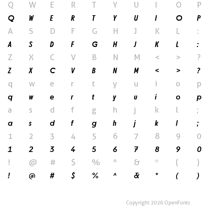 Character Map of NEXT Pan Poster Medium Italic