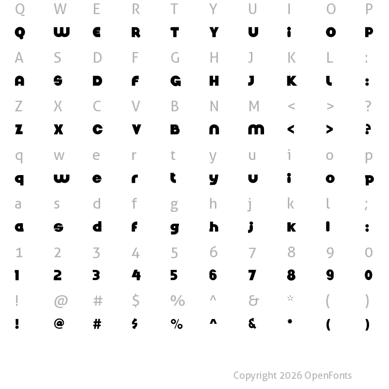Character Map of Nickel Bumpy Regular