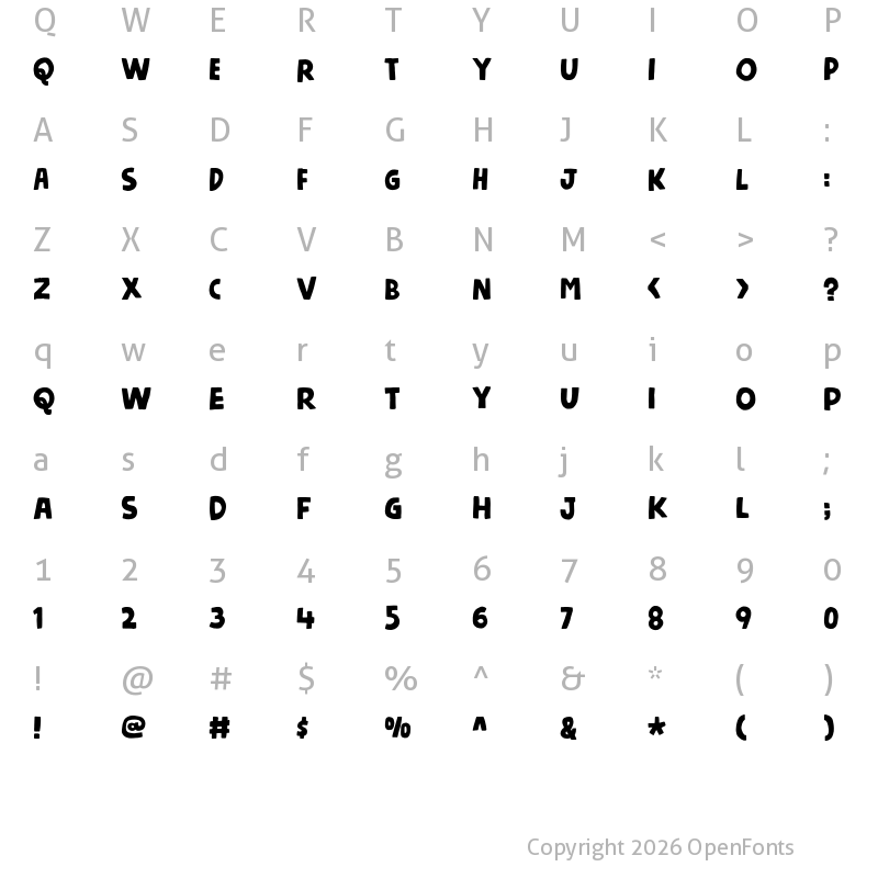 Character Map of Nickname DEMO Regular