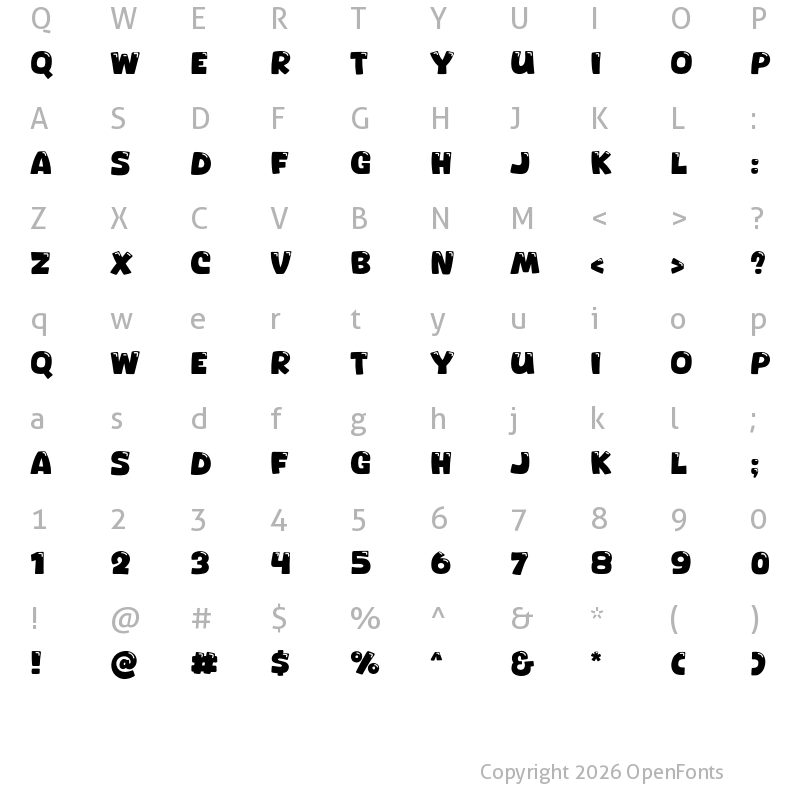 Character Map of Nicolast Regular