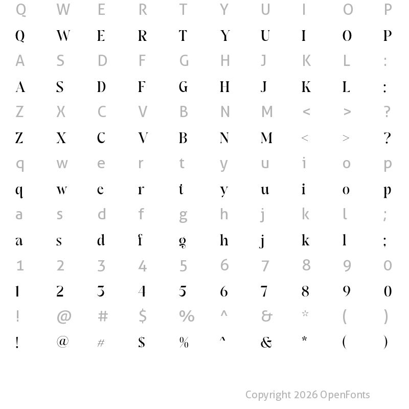 Character Map of Nigante Regular