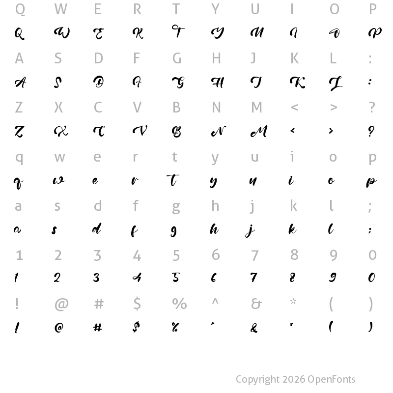 Character Map of Nigel Mark Regular
