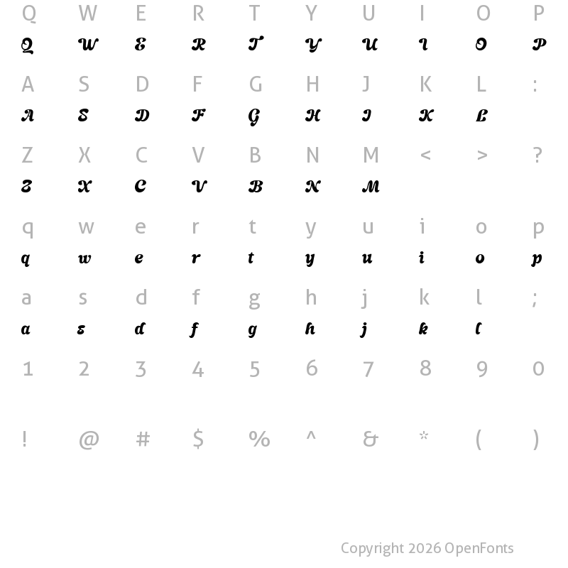 Character Map of Night Empty DEMO Regular